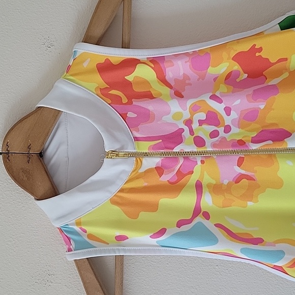 Allie Burke Floral Print Flounce 1/4 Zip Golf Dress Short Size SMALL - Picture 4 of 7